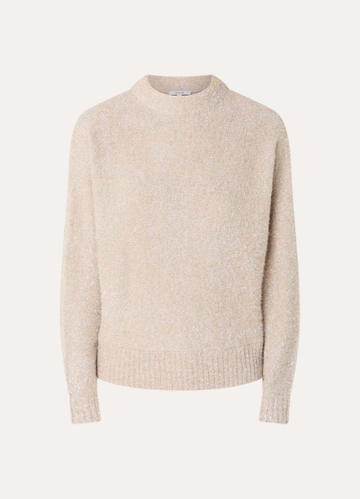 OPUS Posmic fijngebreide trui met lurex - voorkant creme