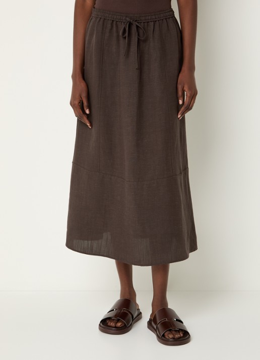 OPUS Ridana midi rok in linnenblend met steekzakken