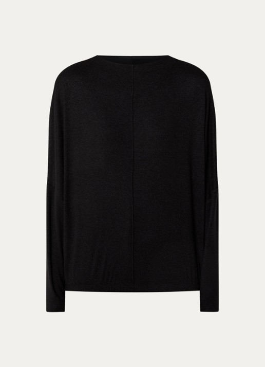 OPUS Sachto top van jersey met lurex en vleermuismouw - voorkant 2 zwart