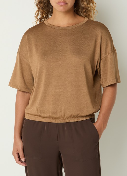 OPUS Salien T-shirt met ronde hals - detail 3 camel