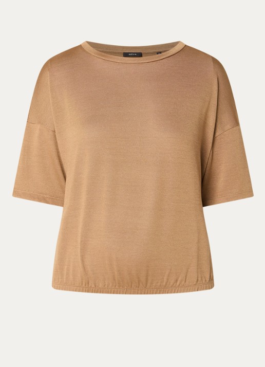 OPUS Salien T-shirt met ronde hals - voorkant camel