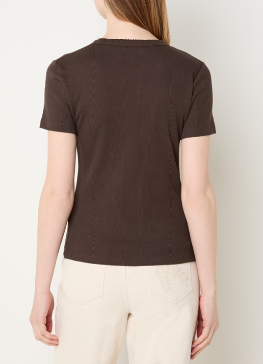 OPUS Samuna T-shirt met ronde hals - achterkant 4 donkerbruin