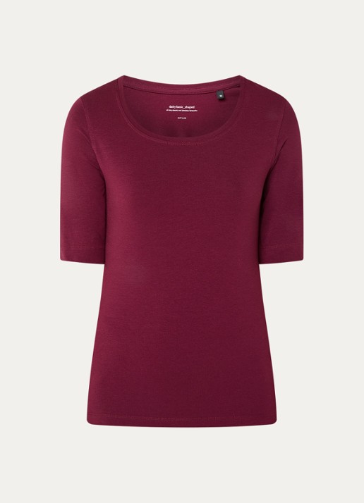 OPUS Serta top met ronde hals - voorkant aubergine