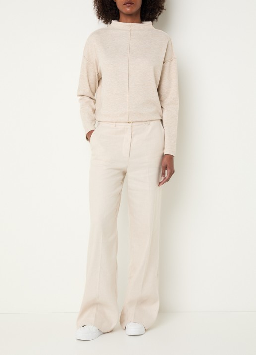 OPUS Sinzi top met opstaande kraag - voorkant 3 beige