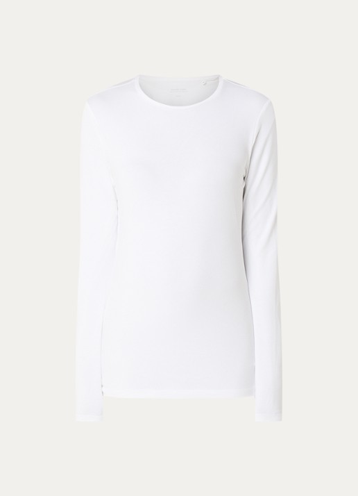 OPUS Smilla longsleeve met stretch - voorkant wit