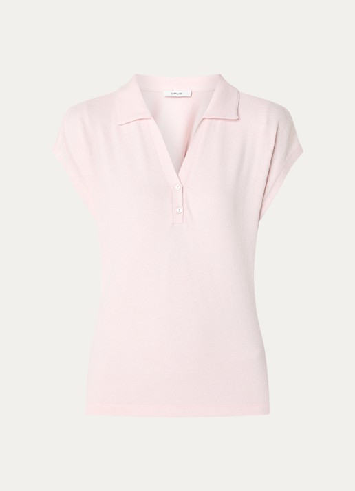 OPUS Sohani fijngebreide top met V-hals - voorkant 2 roze