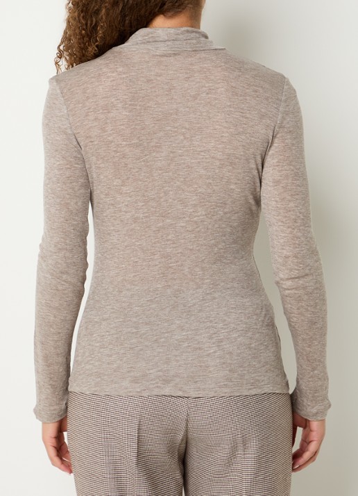 OPUS Somy trui van jersey met col en gemêleerd dessin - achterkant beige