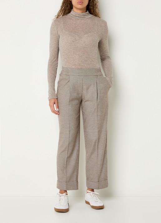 OPUS Somy trui van jersey met col en gemêleerd dessin - voorkant 3 beige