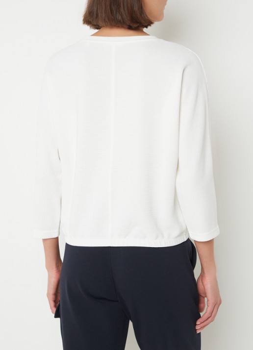 OPUS Suzzina top van jersey met ribstructuur - achterkant 4 gebroken wit