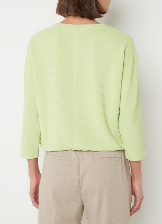 OPUS Suzzina top van jersey met ribstructuur - achterkant 4 lichtgroen