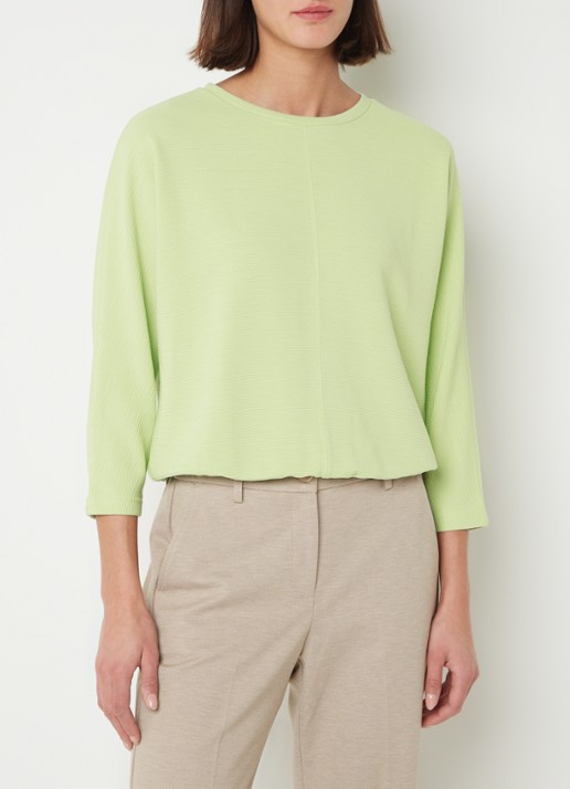 OPUS Suzzina top van jersey met ribstructuur - detail 3 lichtgroen