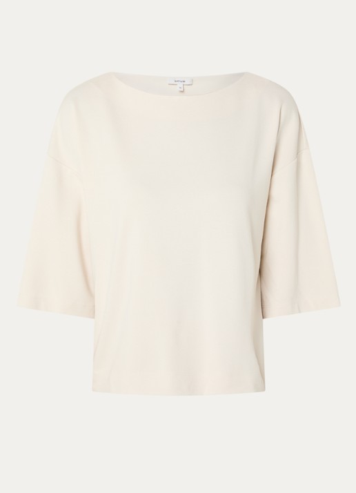 OPUS Syros top met ronde hals - voorkant 3 beige