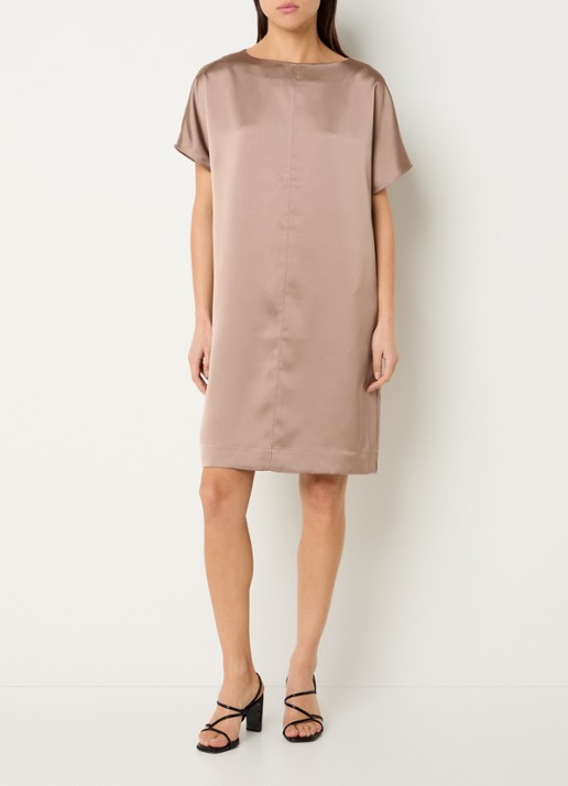 OPUS Wanell mini jurk van satijn - voorkant 2 beige