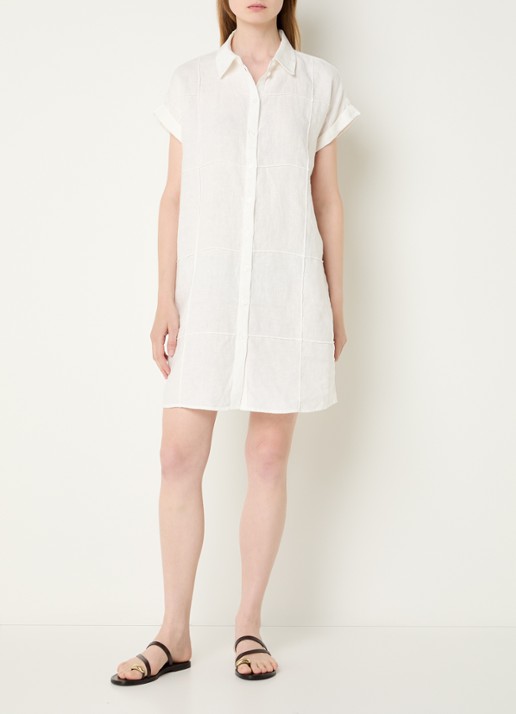 OPUS Welina mini blousejurk van linnen - voorkant 3 wit