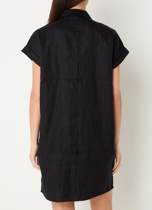 OPUS Welina mini blousejurk van linnen - achterkant 4 zwart