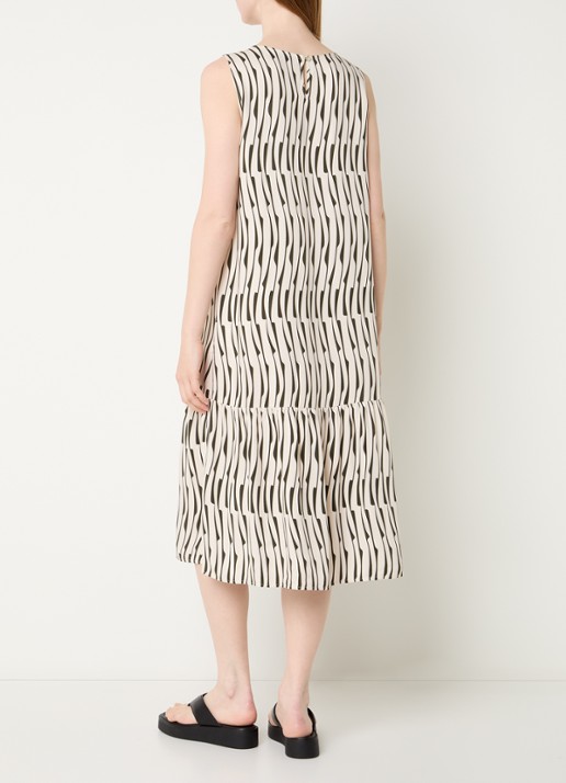 OPUS Wicy midi jurk met print - achterkant 4 creme