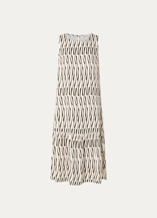 OPUS Wicy midi jurk met print - voorkant 2 creme