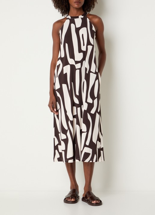 OPUS Wina Dune maxi A-lijn jurk met print