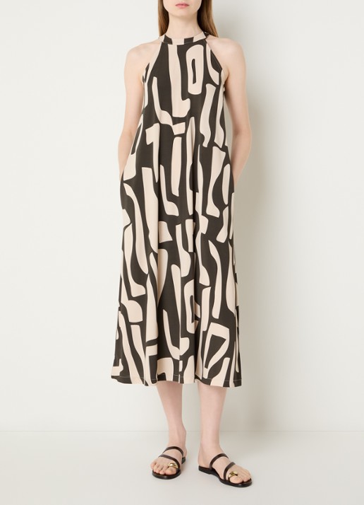 OPUS Wina Dune maxi A-lijn jurk met print