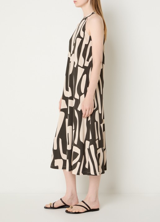 OPUS Wina Dune maxi A-lijn jurk met print - voorkant 2 groen