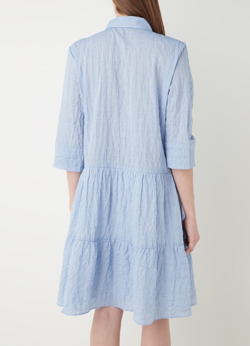 OPUS Wriana gelaagde mini blousejurk in mêlée  - achterkant blauw