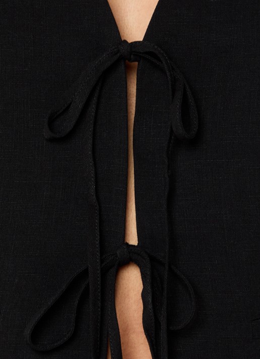 OPUS Wrina gilet in linnenblend - detail 5 zwart