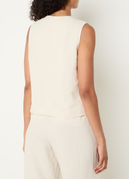 OPUS Wrina gilet in linnenblend - achterkant creme