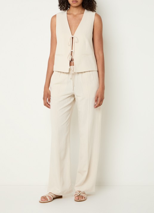 OPUS Wrina gilet in linnenblend - voorkant 3 creme