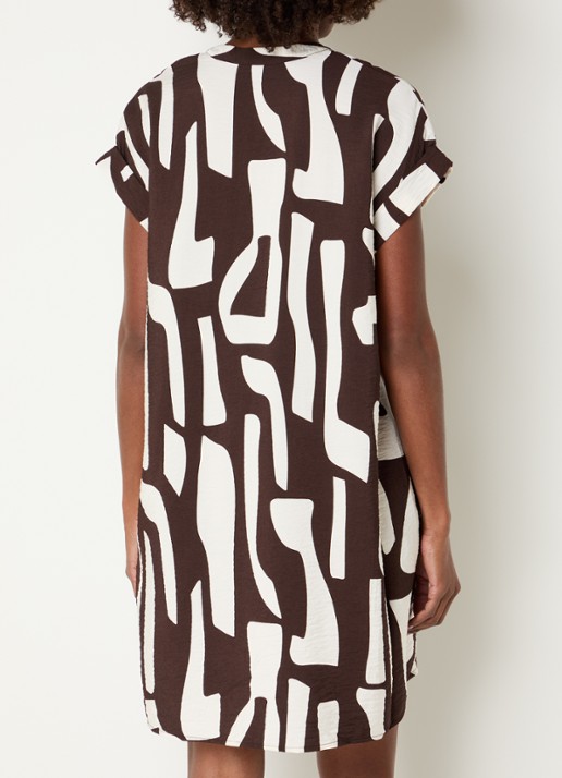 OPUS Wulana Dune mini tuniekjurk met print - achterkant 3 bruin