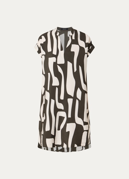 OPUS Wulana Dune mini tuniekjurk met print - voorkant 3 bronsgroen