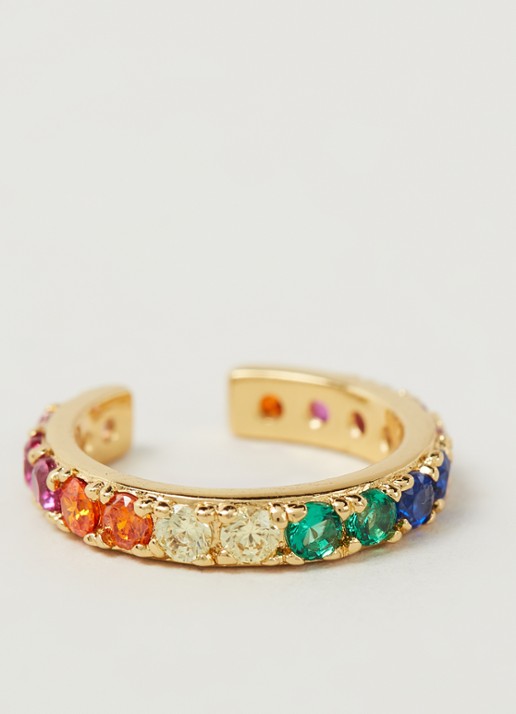 Orelia Rainbow Ear Cuff met strass - voorkant 2 goud
