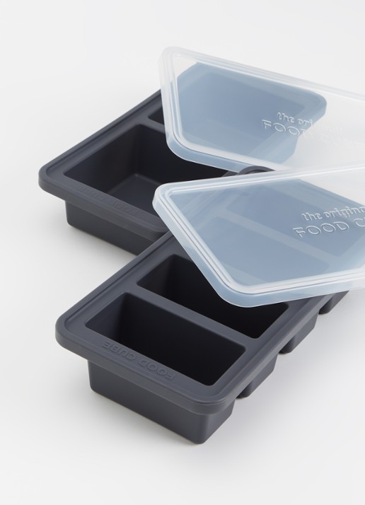 Original Food Cube Mealprep bak set van 2 - 4 x 0,25 l en 2 x 0,5 l  - detail donkergrijs
