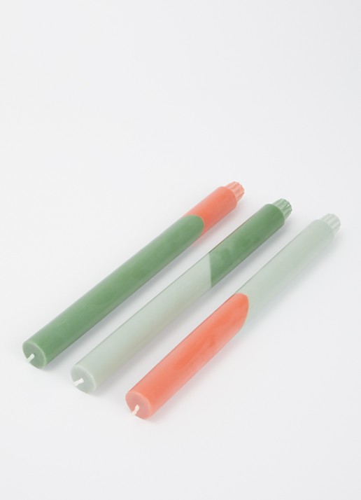 originalhome Eden Diagonal kaars 30 cm set van 3 - voorkant 2 groen