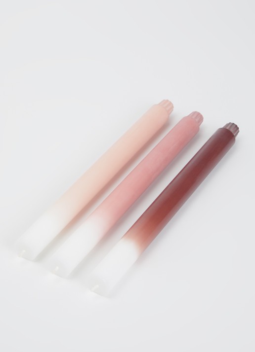 originalhome Gradient kaars 30 cm set van 3 - voorkant 2 roze