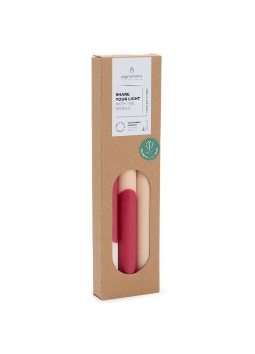 originalhome Joy Diagonal kaars 30 cm set van 3 - voorkant rood