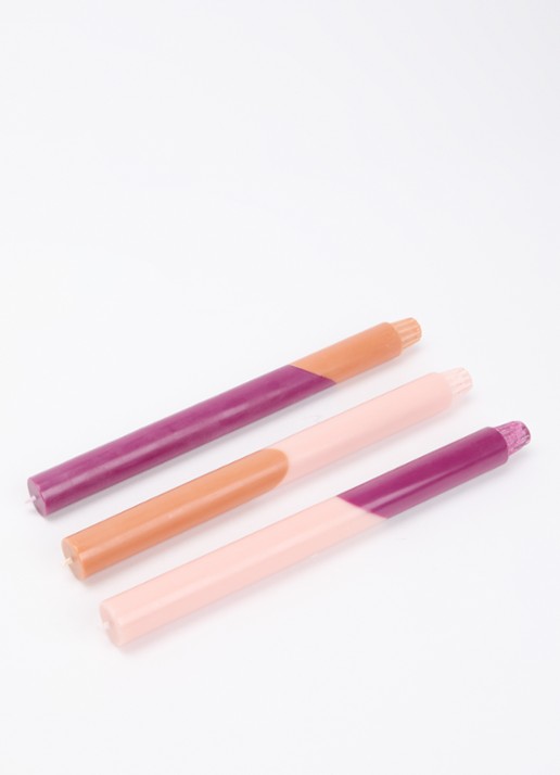 originalhome Joy Diagonal kaars 30 cm set van 3 - voorkant 2 oudroze