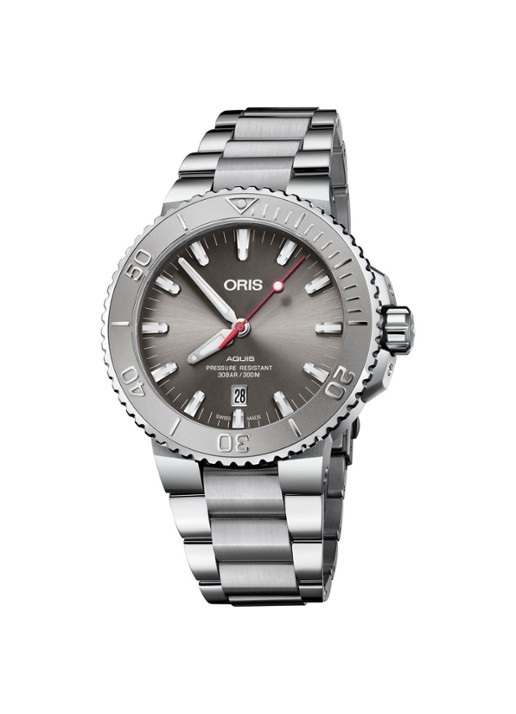 Oris Aquis Date horloge - voorkant zilver