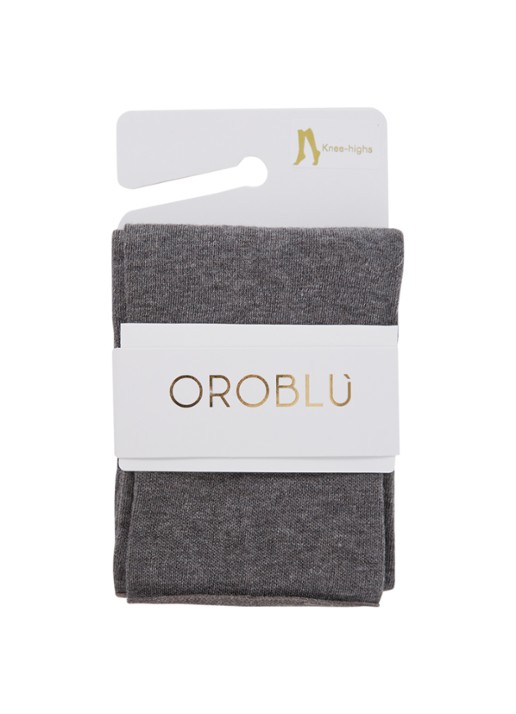 Oroblu Cheryl kniekousen in kasjmierblend - voorkant grijs