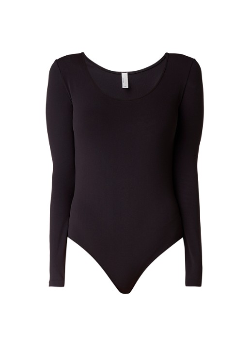 Oroblu Dolcevita body met ronde hals en lange mouw - voorkant 3 zwart