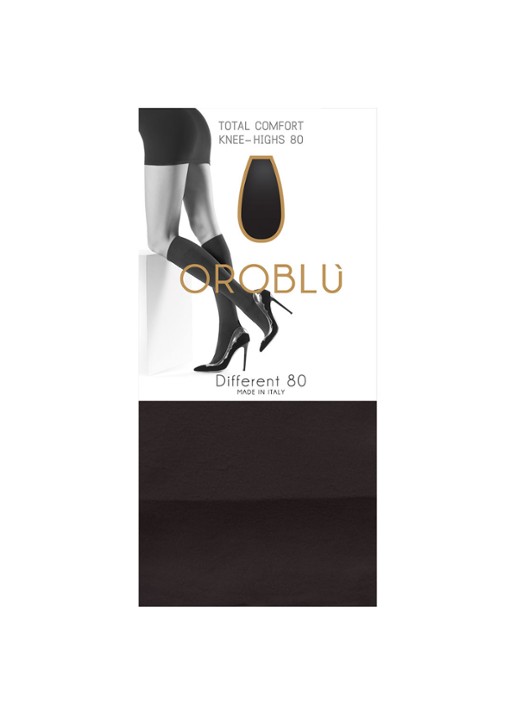 Oroblu Gambaletto Different kniekousen in 80 denier - voorkant 2 zwart