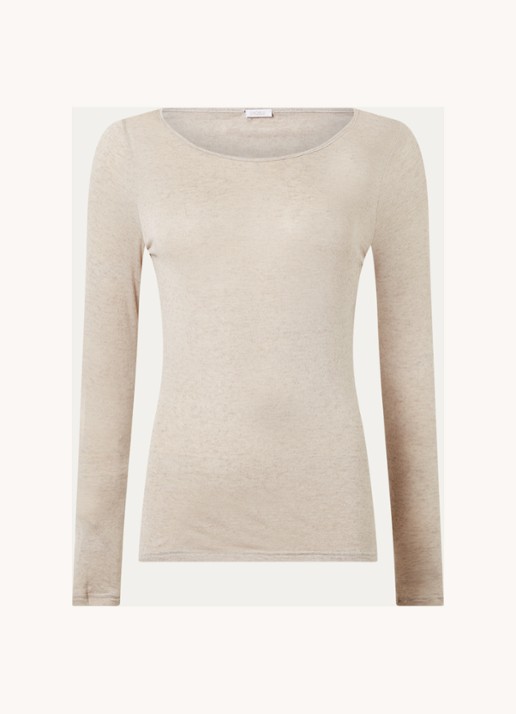 Oroblu Perfect Line longsleeve in kasjmierblend - voorkant zand