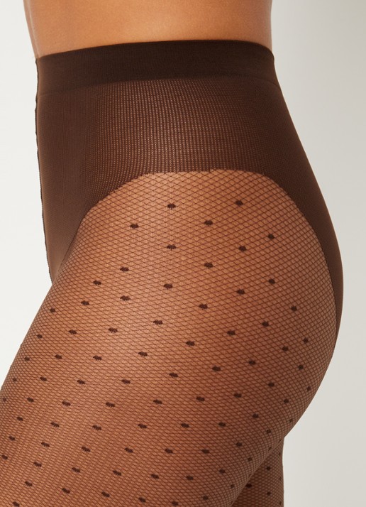 Oroblu Plumetis panty in 30 denier - detail 2 donkerbruin