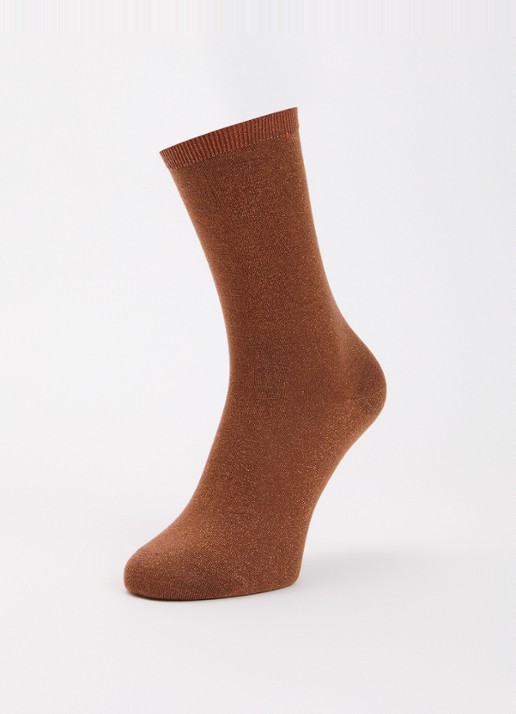 Oroblu Sokken met lurex - detail roestbruin