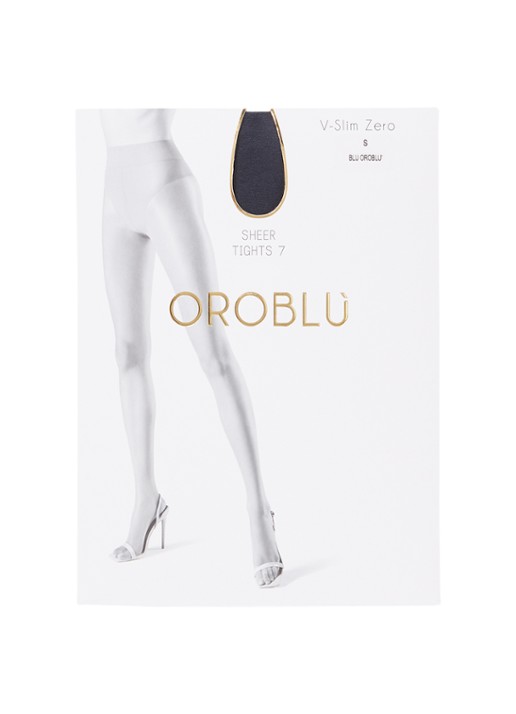 Oroblu V-Slim Zero corrigerende naadloze panty in 7 denier - voorkant blauw