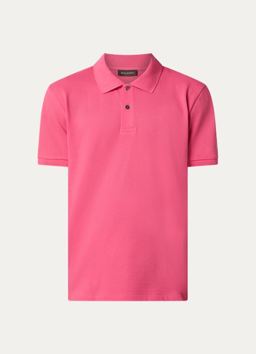 Oscar Jacobson Alex regular fit polo van piqué katoen - voorkant 4 koraalroze