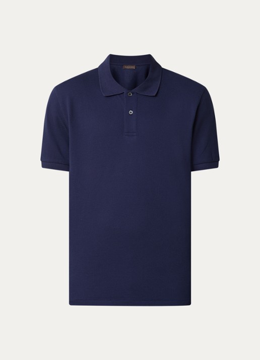 Oscar Jacobson Alex regular fit polo van piqué katoen - voorkant 4 donkerblauw