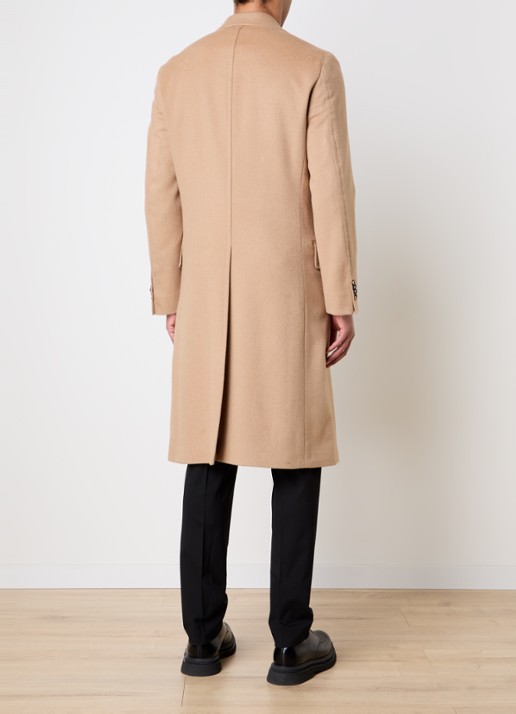 Oscar Jacobson Alvaro double breasted mantel met borstzak - achterkant 3 beige