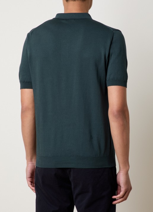 Oscar Jacobson Barto regular fit polo met ingebreid patroon - achterkant 3 groen