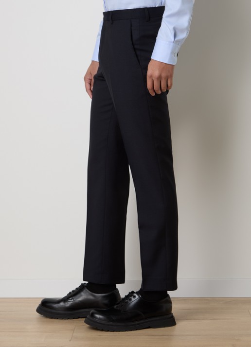 Oscar Jacobson Dandy slim fit pantalon van wol met steekzakken - detail 4 donkerblauw