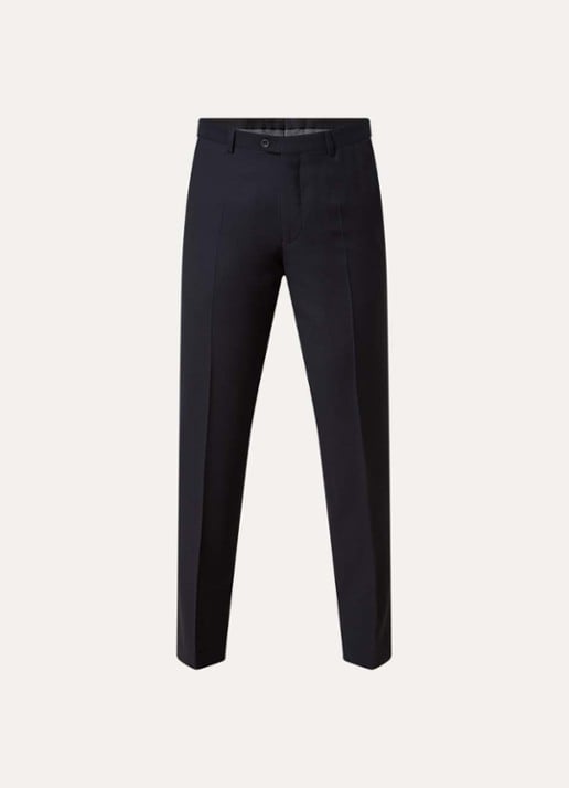 Oscar Jacobson Dandy slim fit pantalon van wol met steekzakken - voorkant donkerblauw